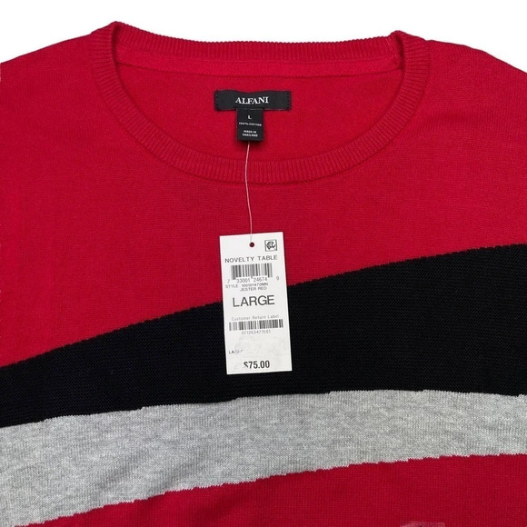 Alfani Novelty Table Jester Red Classic Fit Crewneck Mens Sweater Size Large - Picture 5 of 10